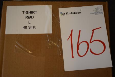 Firmatøj uden tryk ubrugt: 40 STK. T-shirt , rundhalset , RØD, 100% bomuld,  40 L 