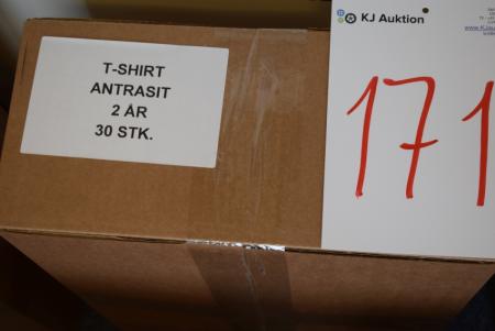 Firmatøj uden tryk ubrugt: 30 stk. rundhalset T-shirt ANTRASIT  , 100% bomuld . 2 ÅR