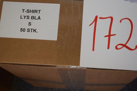Firmatøj without pressure unused: 50 PIECES. T-shirt, Round neck, LIGHT BLUE, 100% cotton, 50 S