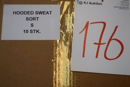 Firmatøj uden tryk ubrugt : 10 Stk. hooded sweat , SORT  , 100% bomuld, S 