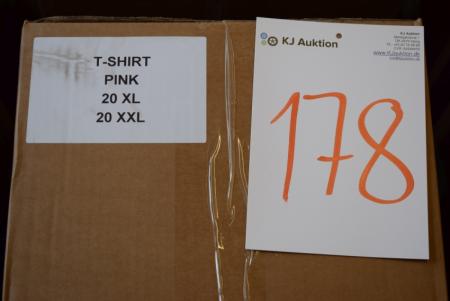 Firmatøj uden tryk ubrugt: 40 stk. rundhalset T-shirt, PINK  , 100% bomuld . 20 XL - 20 XXL