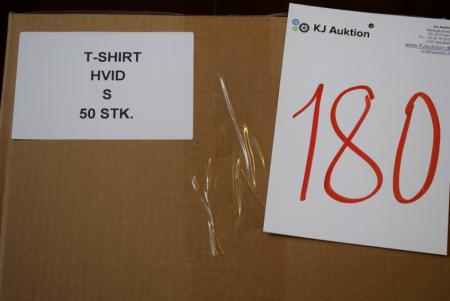 Firmatøj without pressure unused: 50 pcs. Round neck T-shirt, WHITE, 100% cotton. S