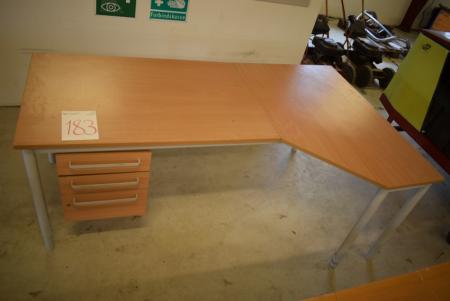 Schreibtisch m. 3 Schubladen, L 220 x T 80 cm