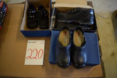 2 pairs of safety shoes, str. 36 + 46, 1 pair of safety clog str. 41