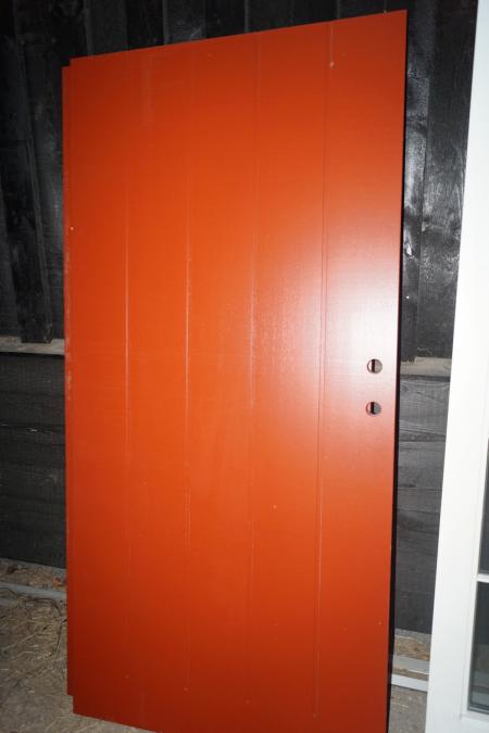Red painted exterior door.