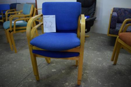 2 stk. stole, blå stof, stel af bøg 