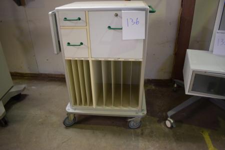Trolley with 2 drawers and closet and side table