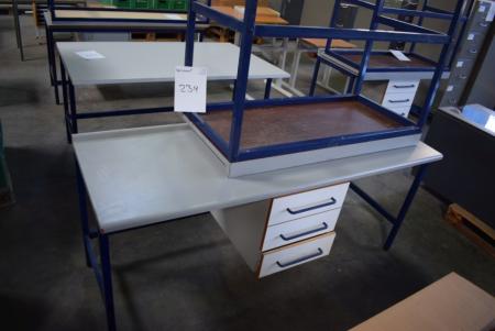 Schreibtisch mit 3 Schubladen 178 x 60 cm + Board 78 x 60 cm