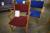 2 Stck. Stühle, weinrot und blauen Stoff, Gestell Buche