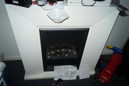 Gas fireplace.