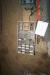 Pallet with various bolt rack, coffee grinder, wire mesh, 2 W electric heater.