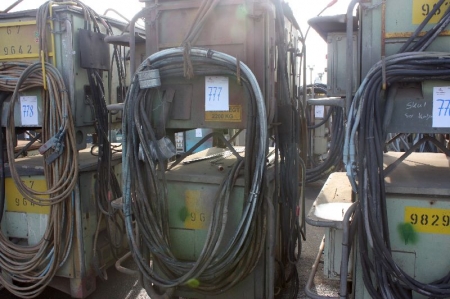 Welding rectifiers, AGA, (6) units, 100-700 Amps. Controls and cables. On steel stillage