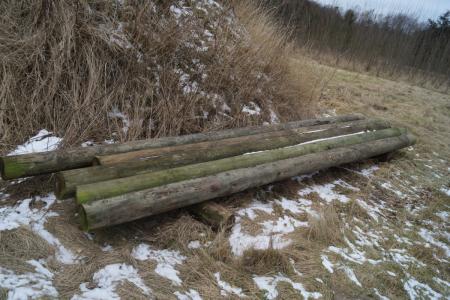 5 stk tømmer ca 5 meter langt.
