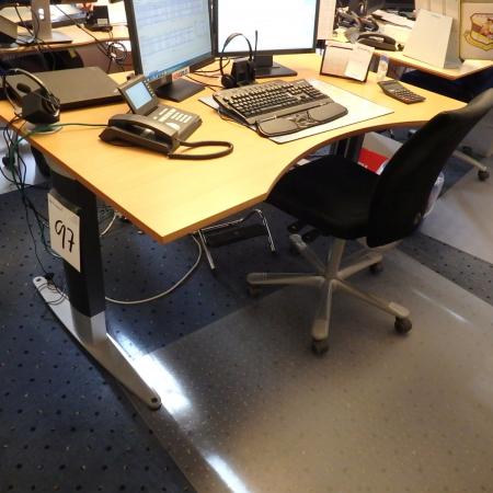El hæve/sænkebord  160 x 100 cm. skuffesektion, reol, stol