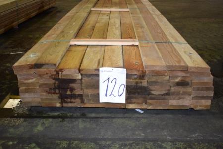 Terassebrædder vendbare 32 x 125 mm trykimprægneret glat høvlet, høvlet mål 28 x 120 mm 393 meter ca 48 m2