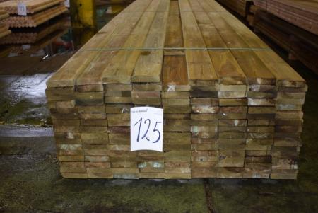 Terassebrædder vendbare 32 x 125 mm trykimprægneret glat høvlet, høvlet mål 28 x 120 mm 730 meter ca 88 m2