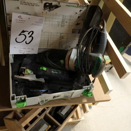 2 vinkelslibere 125 mm.FESTOOL stiksav, Bosch rundsliber, kasse med slibeskiver