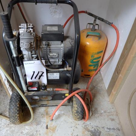TJEP NARDI 10 amp powerful compressor mounted extra container (cylinder) in good condition, blue air hose on the wall photo
