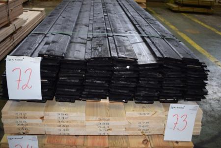 Schwarz lackiert gesägt Rustic endenotet, savskåren, 22 x 120 mm, eine Klasse 400 Meter ca. 45 m2