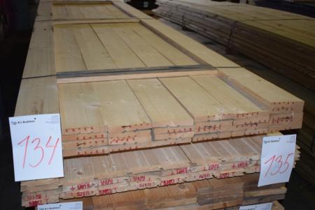 Planks udehandlet 22x145 mm gehobelt 1 flach und 2 Seiten + 1 Seite gesägt. 30 Stück von 420 cm