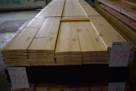 Planks udehandlet 22x198 mm gehobelt 1 flach und 2 Seiten + 1 Seite gesägt. 28 Absatz von 510 cm