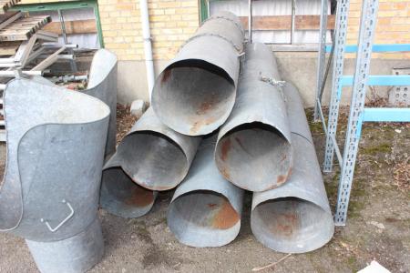 Galvanized refuse chute with two funnels, 6 a tube 1.9 meters