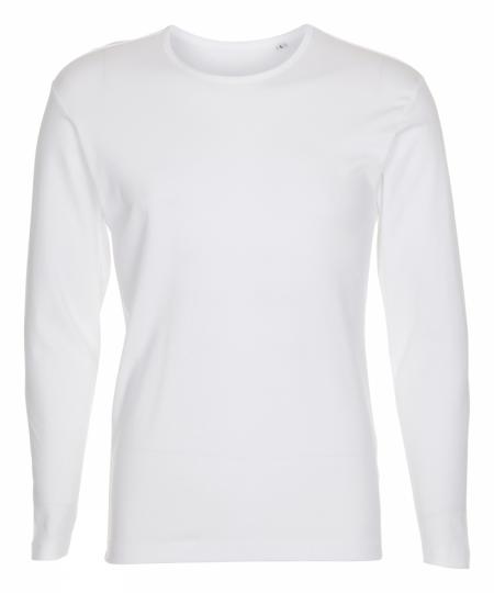 Firmatøj ungebraucht ohne Druck: 35 stk.T-Shirt mit langen Ärmeln, Rundhals weiß aus 100% Baumwolle. 5 XXS - XS 5 - 5 S - 5 M - L 5 - 5 XL - 5 XXL