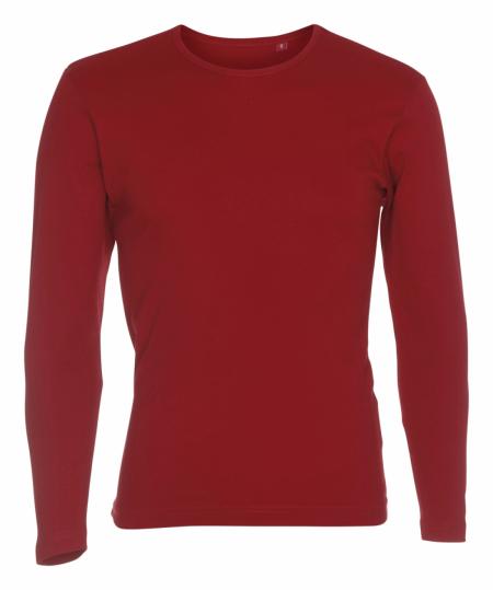 Firmatøj ungebraucht ohne Druck: 35 stk.T-Shirt mit langen Ärmeln, Rundhalsausschnitt, rot, 100% Baumwolle. L