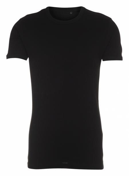 Firmatøj without pressure unused: 40 pcs. Round neck T-shirt, black, cuffs at the neck, 100% cotton. 15 S - 9 M - L 5 - 5 XL