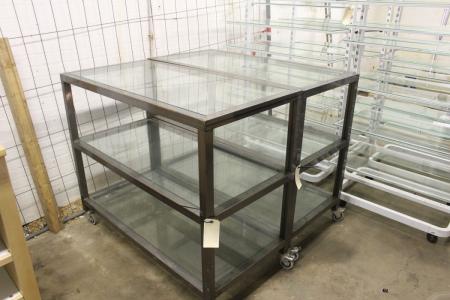 2 pcs. trolleys with shelves 3 glass 120 x 60 x 100 cm