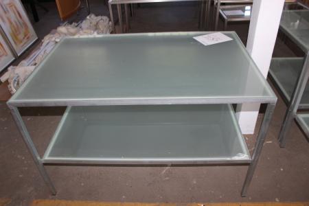 Stahltisch mit Mattglasscheibe 80 x 120 cm (in der Platte fliegen)