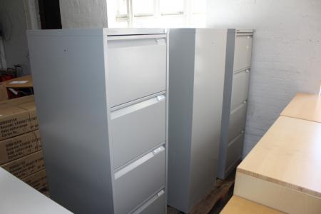 3 pcs filing cabinets with 4 drawers marked Bisley, without keys