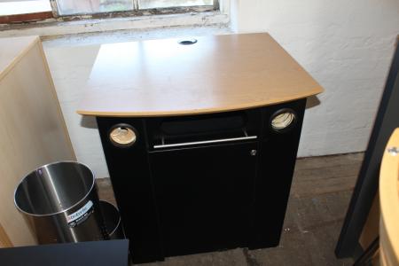 Bord til kaffeautomat + lillebord + 3 stk stålaffaldsspande 