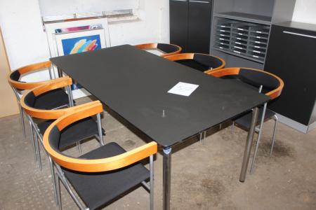 Meeting table marked Zeta Furniture 180 x 90 cm with 6 chairs Cinus Design by Troels Grum-Schwensen
