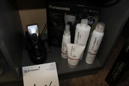 Hair Trimmer Panasonic ER1611 with charging station + various hair care products