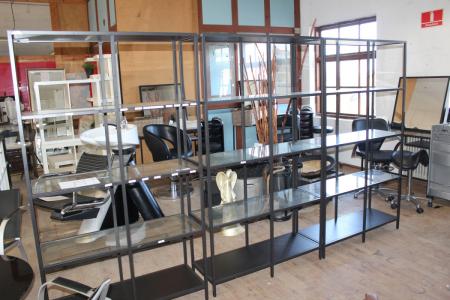 3 phage steel rack with glass shelves 175 x 100 x 36 cm