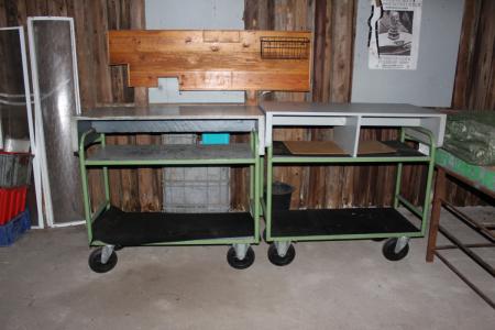 2 pieces trolleys with removable top 120 x 52 cm