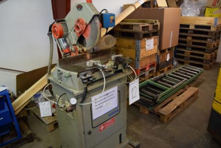 Crosscut saw, automatic / manual, mrk. Omega, spændediam. 350 mm 2 pieces. trolleys, 2M / piece.