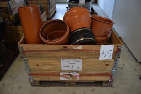 Pallet with various PVC pipes / bends. From Ø180 to 300 mm