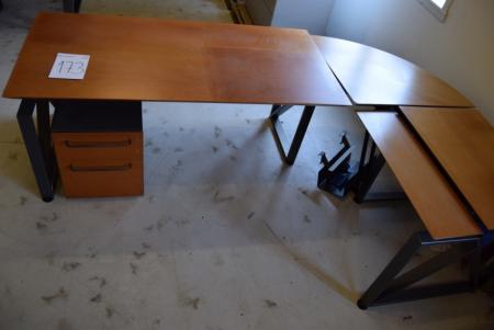 Cherry desk with side table / drawers