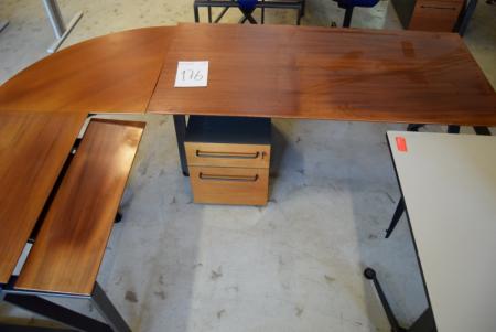 Kirsche Schreibtisch mit Beistelltisch / Schubladen, Stuhl