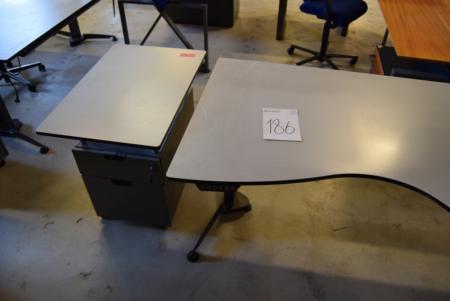 Sitz / Steh-Tisch mit Beistelltisch / Schubladen, Stuhl + screen