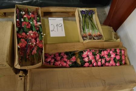 Pallet with various silk flowers