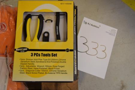 2 boxes m. 3 pieces. per tool. ks. + Pouch with rubber gloves