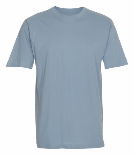 Firmatøj ungebraucht ohne Druck: 45 Stk. T-Shirt, Rundhalsausschnitt, hellblau, 100% Baumwolle, 15 XS - L 15 - 15 XL