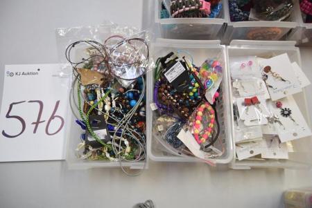 3 boxes of div. Bracelets, necklaces and earrings