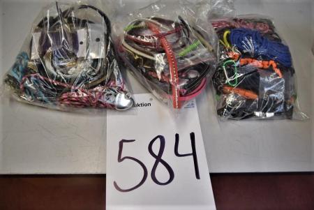 3 bags of parachute cords, leather straps, locks, etc. for making jewelry