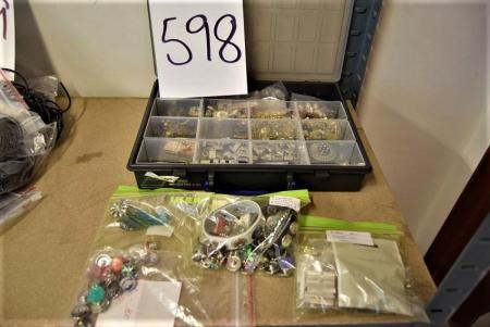 Box with div. Parts and buttons, locks, etc. for making jewelry