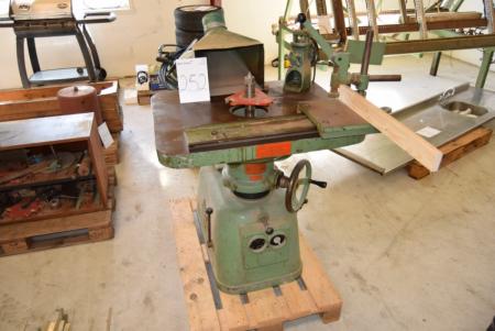 Moulder with sliding table, mrk. N. P. Hansen + wardrobe with accessories