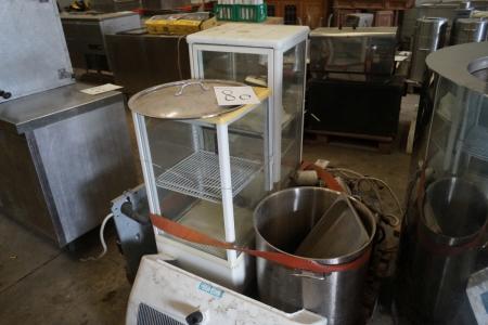 Pallet with various coolers cooler + saucepan with lid.